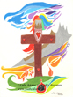Victory for Love - The Lord Jesus is risen. On the cross waves a banner of victory proclaiming His love for us.